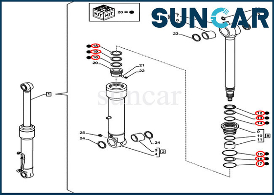 ซื้อ LZ00473 Bucket Seal Kit ชุดเปลี่ยนกระบอกสูบเหมาะกับ CX75C SR CX80C รถขุดตีนตะขาบ CASE online manufacture
