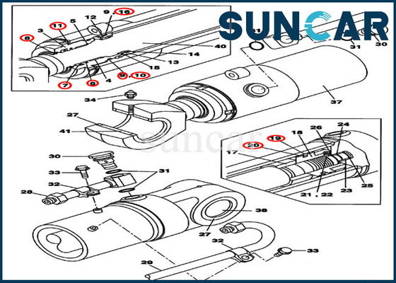 ซื้อ CX80 Case LZ008240 Boom Swing Cylinder ชุดซ่อมซีล OEM Crawler Excavator Parts online manufacture