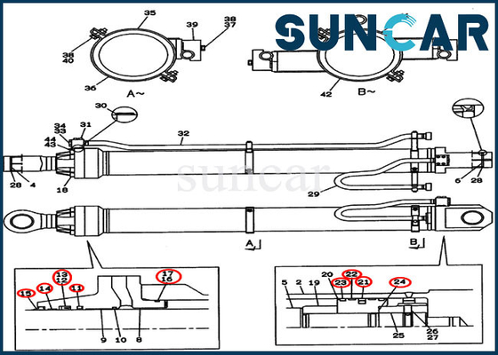 ซื้อ ชิ้นส่วนเคส CX800 LZ00439 Arm Repair Seal Kit Crawler Excavator Cylinder Sealing Kit online manufacture