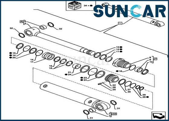 ซื้อ CX80C CX75C SR Case LZ012040 Boom/ Dipper/ Arm Seal Kit ชุดซีลกระบอก online manufacture