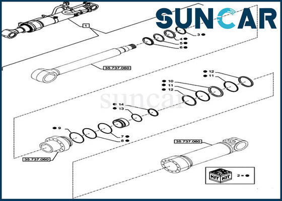 ซื้อ LZ014960 Arm Seal Repair Kit ชุดบริการกระบอกสูบเหมาะกับรถขุด CX750DRTC CASE online manufacture