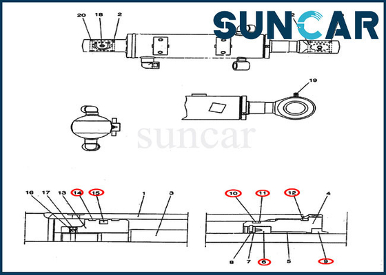 ซื้อ PV01V00038R300 Dozer Blade Seal Kit ชุดเปลี่ยนซีลกระบอกเหมาะกับ CX25 CASE online manufacture