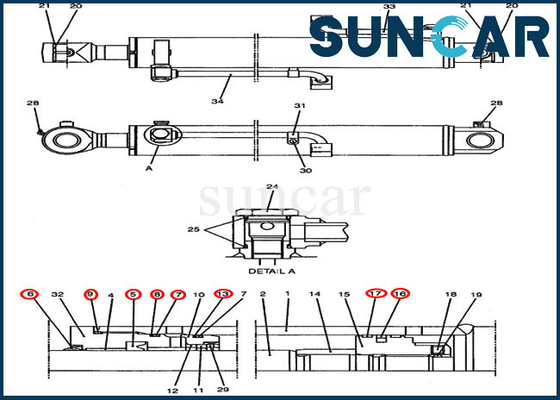 ซื้อ PY01V00030R300 ชุดซ่อมซีลชิ้นส่วนเคส CX47 ชุดบริการกระบอกบูมไฮดรอลิก online manufacture