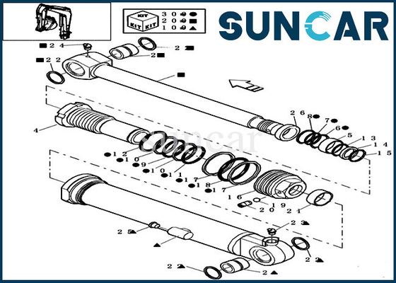 ซื้อ ความต้านทานการสึกหรอ 72275472 Arm Seal Kit เหมาะกับ CASE CX16B Excavator Cylinder Service Kit online manufacture