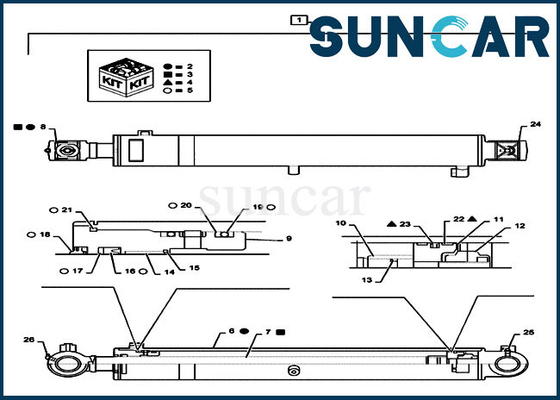 ซื้อ CX55B Case Boom CYL Seal Kit PS01V00001R300 รถขุดตีนตะขาบขนาดเล็กชุดกระบอกไฮดรอลิก online manufacture