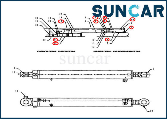 ซื้อ PY01V00050R300 Arm Cylinder Replacement Seal Kit Fits Case CX55BMSR รุ่นอุปกรณ์ online manufacture