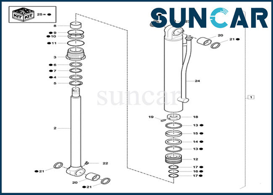 ซื้อ รถขุดตีนตะขาบขนาดเล็ก XKCC-01360 XKCC01360 ถังซีลชุดซ่อมกระบอกเหมาะกับกรณี CX33C CX37C online manufacture