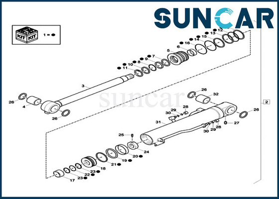 ซื้อ XKCD-03076 XKCD03076 ชุดซีลกระบอกสูบบูม CASE CX60C CX57C รถขุดชุดซีลไฮดรอลิก online manufacture