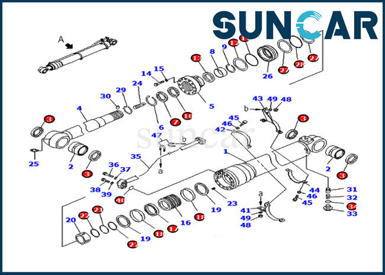 ซื้อ Arm Seal Kit Service Kit 707-99-50500 สำหรับ Komatsu Excavator PC200-8 PC210LC-8K กระบอกไฮดรอลิก online manufacture