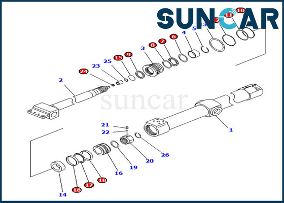 ซื้อ ชุดซีล KB3011A-00222 ชุดซ่อมกระบอกสไลด์สำหรับ Komatsu PC200SC-7-M1 PC200SC-6 Telesco Arm online manufacture