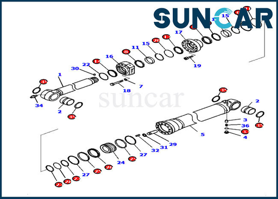 ซื้อ PC210LCI-11 D375AI-8E0 721-98-02330 Komatsu Arm Cylinder Seal Kit ชุดบริการไฮดรอลิกอะไหล่ online manufacture