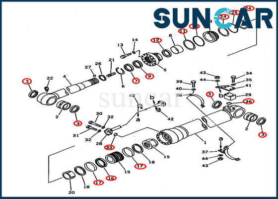ซื้อ 707-99-58350 ชุดซีลเปลี่ยนชุดบริการสำหรับ PC220-6Z PC230LC-6 Komatsu Excavator Arm Cylinder online manufacture