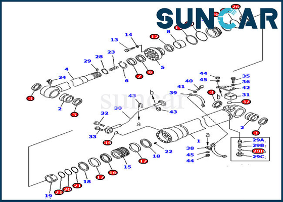 ซื้อ PC220LC-6 Komatsu Seal Repair Kit 707-99-58300 7079958300 เหมาะกับ 100 มม. 140 มม. Bore Arm Cylinder online manufacture