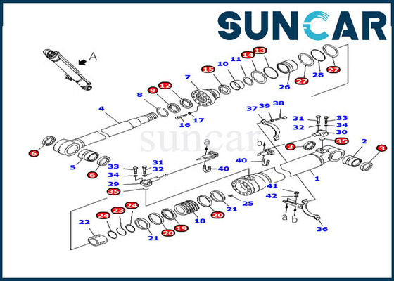 ซื้อ PC220-8 PC220LC-8 Komatsu Service Kit 707-98-47730 ชุดซ่อมซีลน้ำมันกระบอกไฮดรอลิกบูม online manufacture