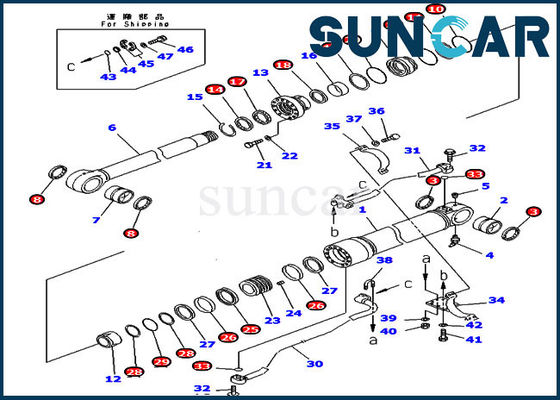 ซื้อ ชุดซ่อมซีลบูม 707-99-58360 7079958360 PC300LC-6 PC300LC-6 Komatsu Cylinder Sealing Kit online manufacture