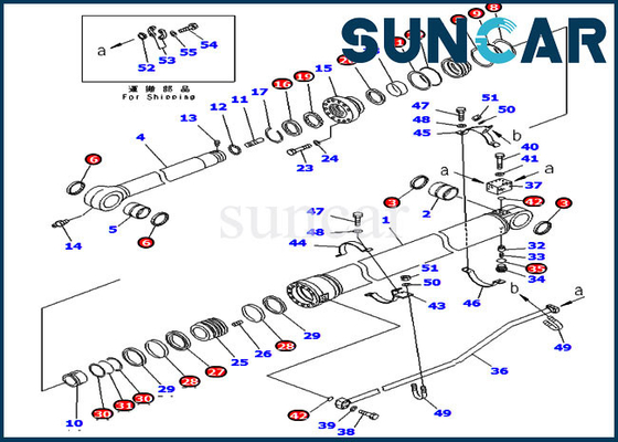 ซื้อ ชุดบริการขุด 707-99-72300 ชุดซีลกระบอกไฮดรอลิกสำหรับ Komatsu PC300LC-7 PC350LC-7 Models online manufacture
