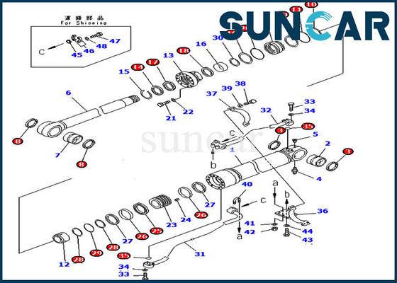 ซื้อ 707-99-58085 Boom Replacement Seal Kit PC300-7 Excavator 7079958085 Komatsu Cylinder Service Kit online manufacture