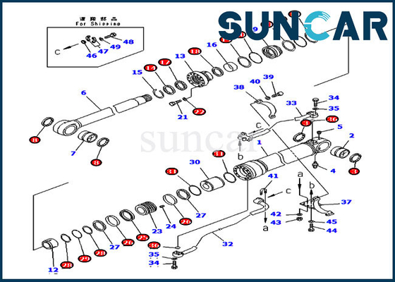 ซื้อ 707-99-58440 Excavator Boom Seal Kit กระบอกไฮดรอลิกเหมาะกับ PC300-7 Komatsu Replacement Sealing Kit online manufacture