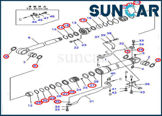 ซื้อ Boom Repair Seal Kit 707-99-72320 กระบอกไฮดรอลิกสำหรับรุ่นต่างประเทศ KOMATSU PC450-8 PC400-7 รุ่น online manufacture