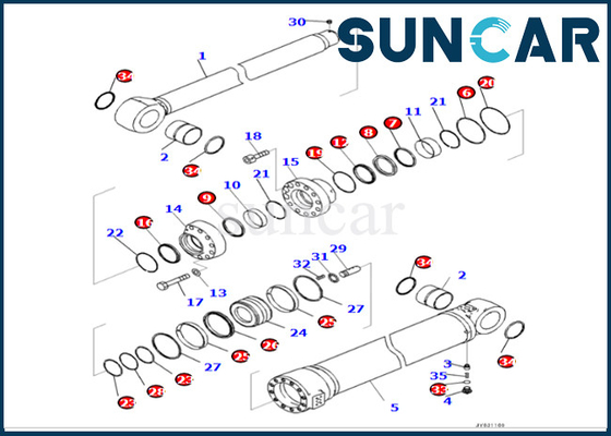 ซื้อ Komatsu Arm Cylinder Seal Kit Arm Cylinder Seal Repair Kit 721-98-01750 7219801750 PC490LCI-11 online manufacture