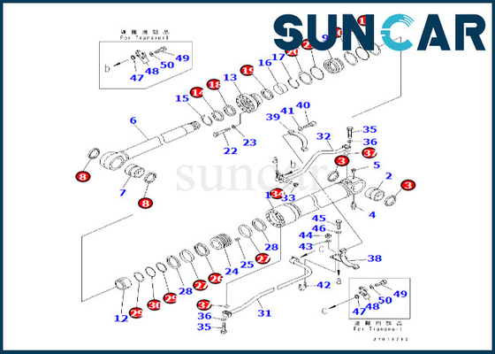 ซื้อ 707-99-76131 7079976131 Komatsu Boom Cylinder Seal Kit สำหรับ PC600-8 PC600-8R Boom Cylinder Repair Kit online manufacture