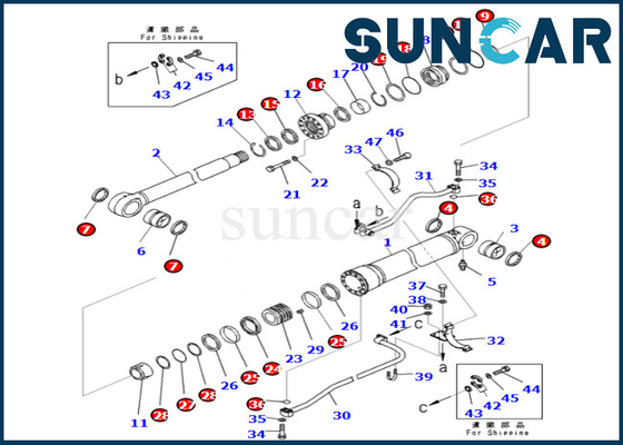 ซื้อ 707-99-68480 707968480 Boom Cylinder Seal Kit Komatsu เหมาะกับ PC700LC-8E0 PC650LC-8E0 online manufacture