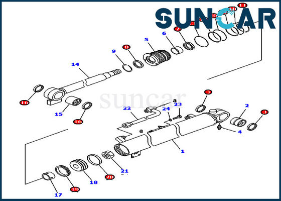 ซื้อ KOMATSU 707-98-34610 7079834610 Boom Cylinder Seal Repair Kit สำหรับอุปกรณ์รุ่น PC40R-8 PC45R-8 online manufacture