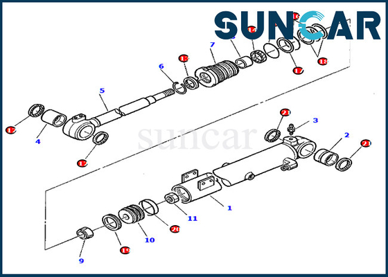 ซื้อ PC45-1 Excavator Komatsu 878000415 Boom Cylinder Seal Kit ความต้านทานการสึกหรอของชุดเปลี่ยนไฮดรอลิก online manufacture