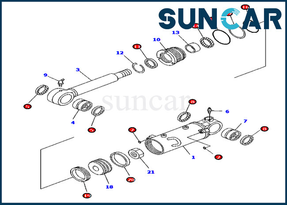 ซื้อ 707-98-32570 Blade Cylinder Seal Kit ชุดบริการสำหรับ Komatsu รุ่นอุปกรณ์ PC45MR-3 PC55MR-3 online manufacture