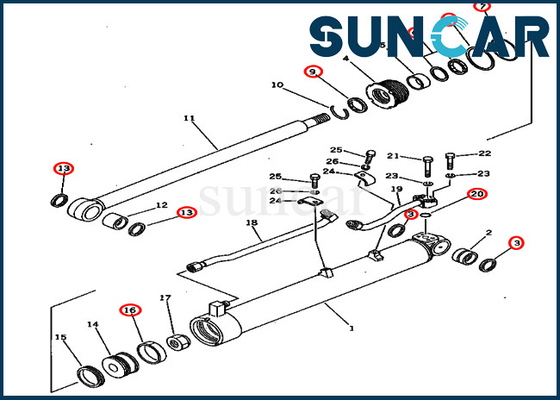 ซื้อ PC60U-5 รุ่น Komatsu 201-63-02060 2016302060 Boom Swing Repair Seal Kit กระบอกไฮดรอลิก online manufacture