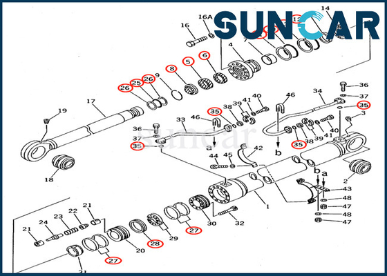 ซื้อ PC650-5 PC710-5 Komatsu Service Kit อะไหล่ 707-99-77220 7079977220 Boom Cylinder Oil Sealing Kit online manufacture