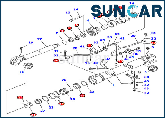 707-99-77300 7079977300 Boom Repair Seal Kit กระบอกไฮดรอลิกเหมาะสำหรับ Komatsu รุ่น PC750LC-7 PC800-7