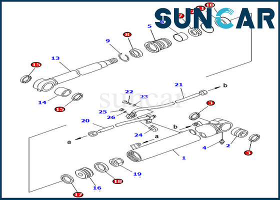 707-98-43210 7079843210 Boom Cylinder Seal Kit เหมาะกับ Komatsu PC75UD-2 PC75UU-3 ชิ้นส่วนภายในของรถขุด