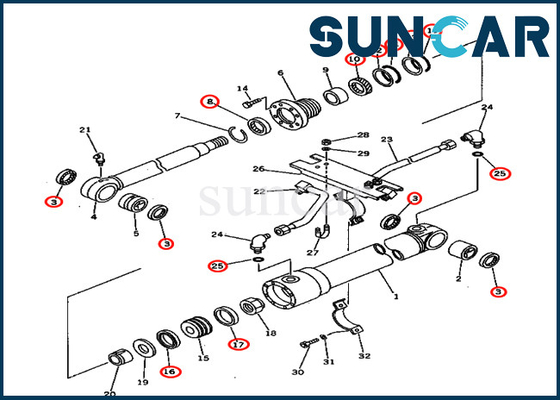 Komatsu PC75UU-1 707-98-27500 7079827500 Arm Sealing Kit กระบอกไฮดรอลิกซ่อมชุดซีล