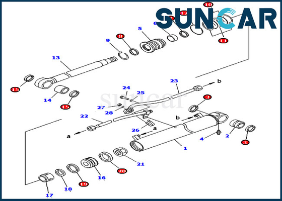 707-98-43200 7079843200 ชุดบริการกระบอกสูบบูม Komatsu PC75UU-2 PC78US-5 ชุดซ่อมซีล