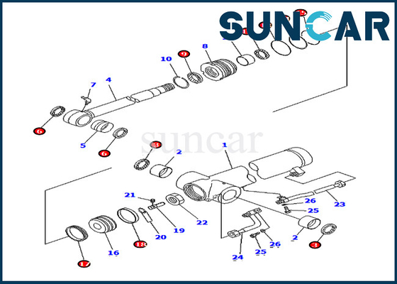 707-98-36630 7079836630 PC75UU-3 Arm Cylinder Oil Seal Kit ชุดบริการสำหรับอุปกรณ์ Komatsu ชิ้นส่วนภายใน