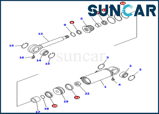 PC75UU-3 Komatsu ชุดซ่อม 707-98-22410 7079822410 Excavator Tilt Sealing Kit กระบอกไฮดรอลิก