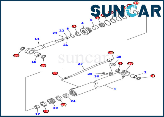 707-98-35310 7079835310 Arm Cylinder Seal Kit เหมาะสำหรับ PC78US-8 PC78MR-6 PC88MR-6 Komatsu ชิ้นส่วนภายใน