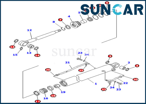 Komatsu 707-98-26720 7079826720 Bucket Seal Repair Kit กระบอกไฮดรอลิกสำหรับ PC78MR-6 PC78US-8 Excavator