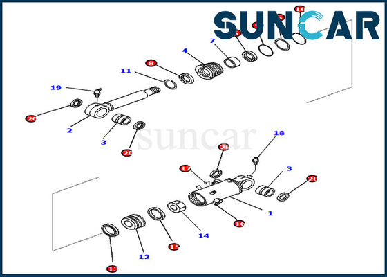 ชุดบริการ 721-98-00700 7219800700 ใบมีดกระบอกซีลน้ำมันชุดสำหรับ PC78US-10 Komatsu ชิ้นส่วนภายใน