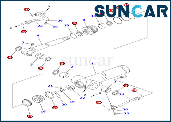 ชิ้นส่วนภายใน 707-98-36710 7079836710 Arm Repair Seal Kit กระบอกไฮดรอลิกเหมาะกับ Komatsu PC78UU-6