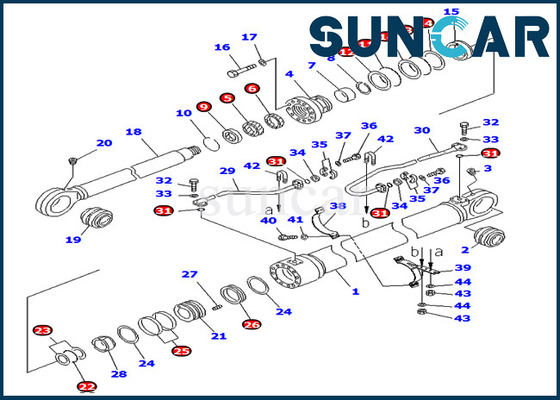 ชุดซ่อมบูม PC800-8 PC850-8 707-99-76230 7079976230 Komatsu Cylinder Sealing Kit