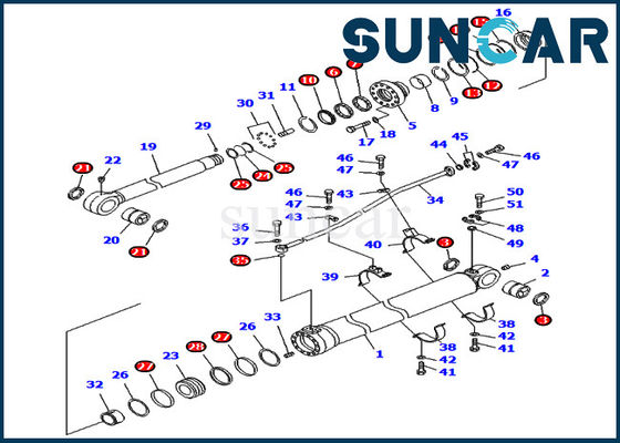 707-99-68470 707998470 Arm Excavator Seal Kit กระบอกไฮดรอลิกเหมาะกับ Komatsu PC800LC-8 PC850-8