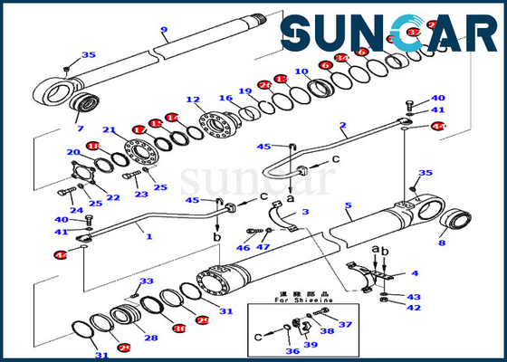 ชุดซีลกระบอกสูบบูม 721-98-00920 7219800920 ชุดบริการขุดสำหรับ PC800SE-8E0 Komatsu