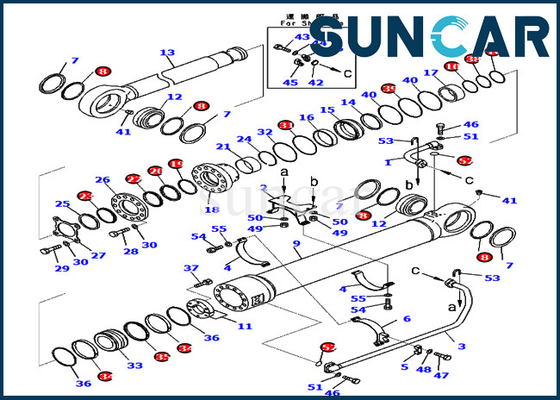 ชุดซีลถัง 721-98-01590 7219801590 PC800SE-8E0 Komatsu Repair Seal Kit กระบอกไฮดรอลิก