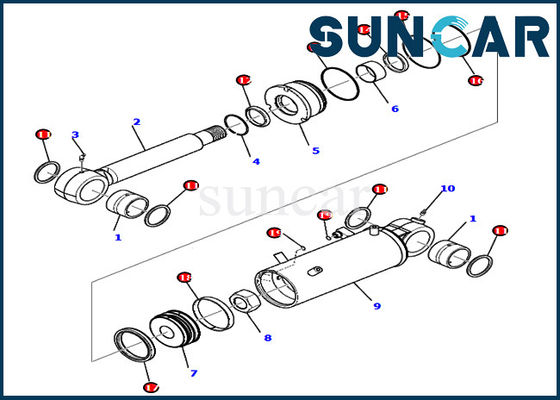 PC80MR-3 Komatsu 707-98-42710 7079842710 ชุดใบมีดเปลี่ยนซีลกระบอกไฮดรอลิก