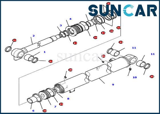 Boom Seal Kit 707-98-36730 7079836730 ชุดซ่อมกระบอกสูบเหมาะสำหรับรถขุด Komatsu PC80MR-3 PC80MR-5