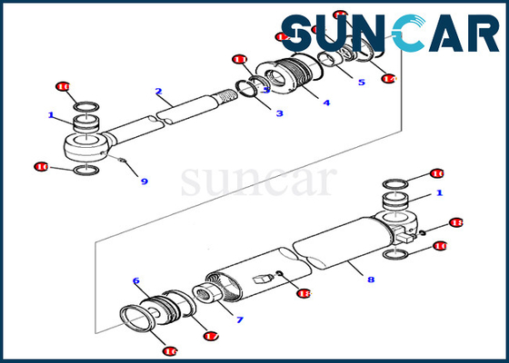 707-98-35320 7079835320 Boom Swing Cylinder ชุดบริการสำหรับรุ่น PC80MR-3 PC80MR-5 Komatsu Inner Parts