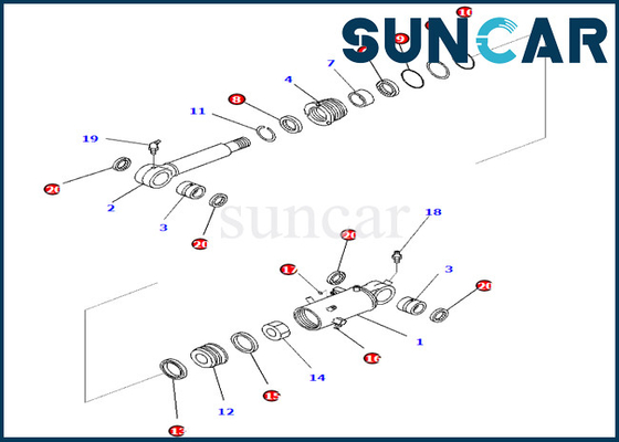 ชุดซีลกระบอกใบมีด 707-98-42720 7079842720 สำหรับ PC88MR-10 รถขุด Komatsu Inner Parts