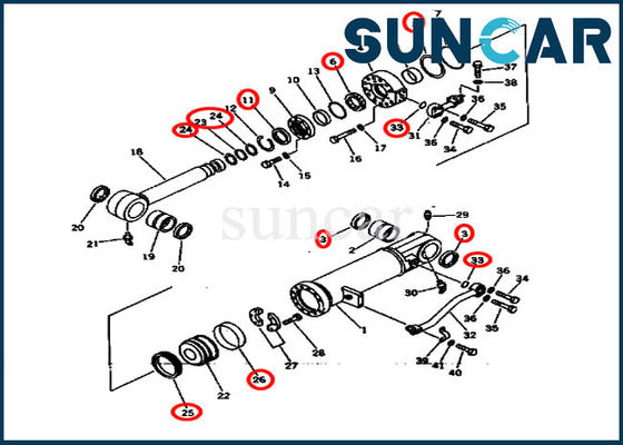 SUNCAR ชุดเปลี่ยนซีล 707-99-64405 7079964405 สำหรับ D275A-2 Komatsu